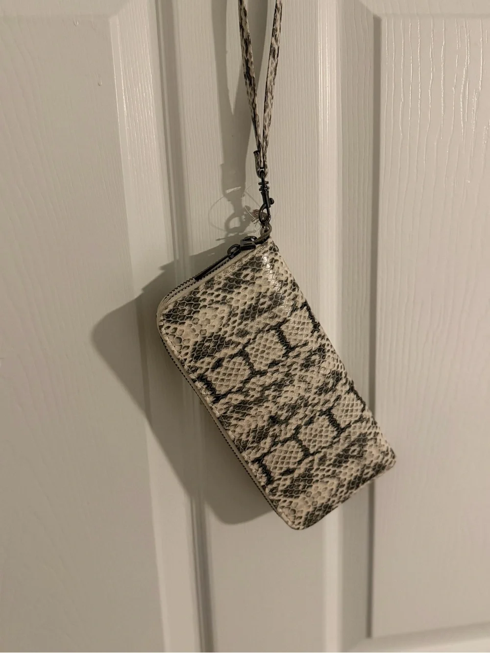 a new day Snake-Print Wristlet in Cream and Black